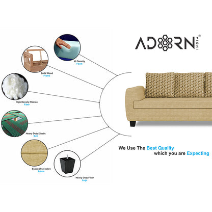 Adorn India Raiden Bricks Premium L Shape 6 Seater Sofa Set with Center Table (Right Hand Side) (Beige) (3 Year Warranty)
