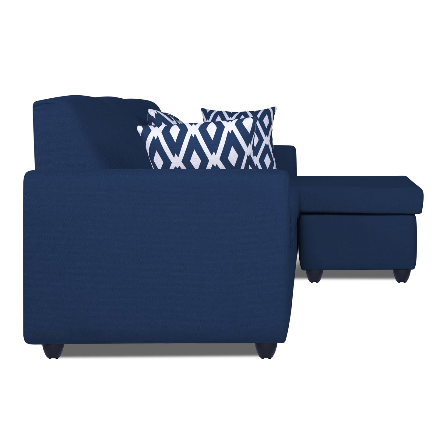 Adorn India Monteno L Shape 4 Seater Sofa Set (Blue) (3 Year Warranty)