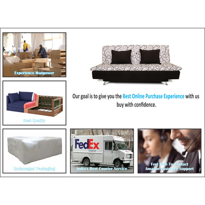 Adorn India Berry 3 Seater Sofa Cum Bed Digitel Print (Grey & Black)