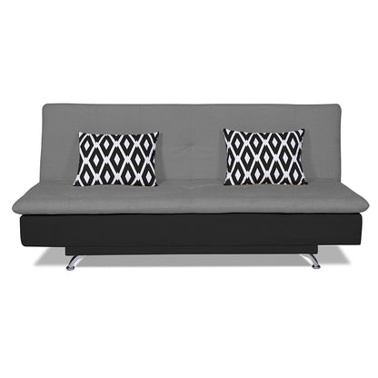 Adorn India Aspen Two Tone Rhombus Sofa Cum Bed (Grey & Black)