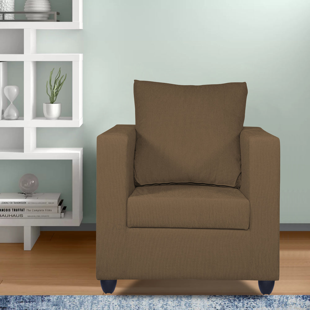 Adorn India Zink 1 Seater Sofa (Brown)