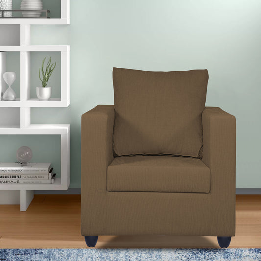 Adorn India Zink 1 Seater Sofa (Brown)
