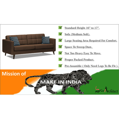 Adorn India Chilly 3 Seater Sofa (Brown)