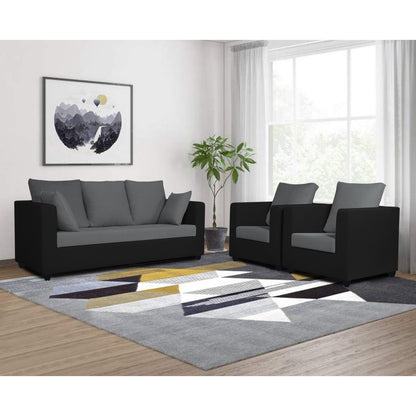 Adorn India Zink Straight Line 3-1-1 5 Seater Sofa Set(Black & Grey)