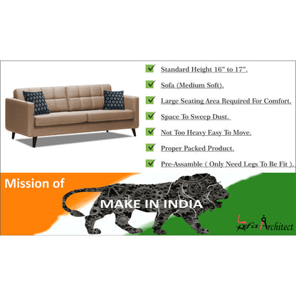 Adorn India Chilly 5 Seater 3-1-1 Fabric Sofa Set (Beige) (3 Year Warranty)