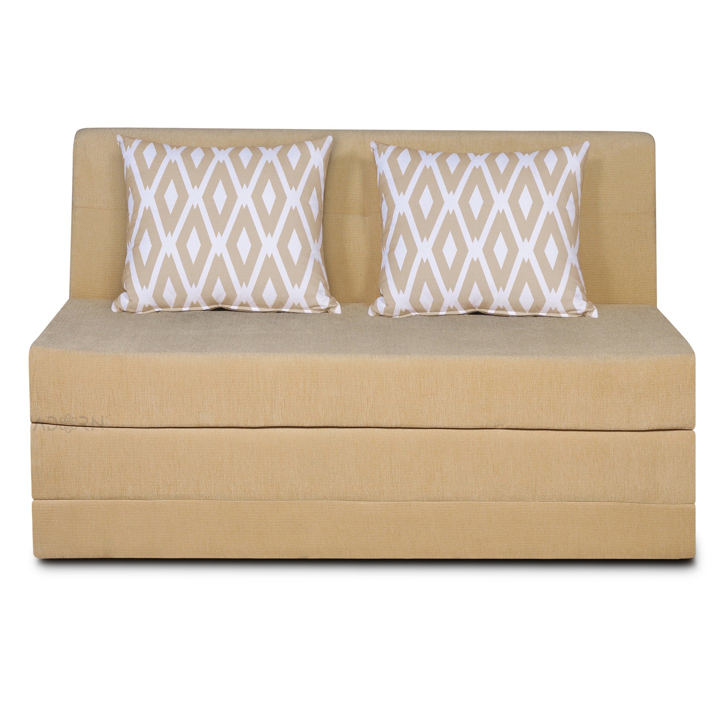 Adorn India Easy Highback Two Seater Sofa Cum Bed Rhombus 4' x 6' (Beige) (1 Year Warranty)