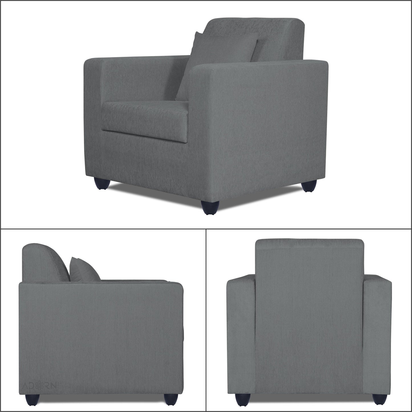 Adorn India Rio Decent 3-1-1 5 Seater Sofa Set (Grey) (3 Year Warranty)