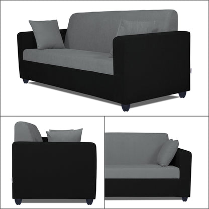 Adorn India Rio Decent 3 Seater Sofa (Grey & Black) (3 Year Warranty)