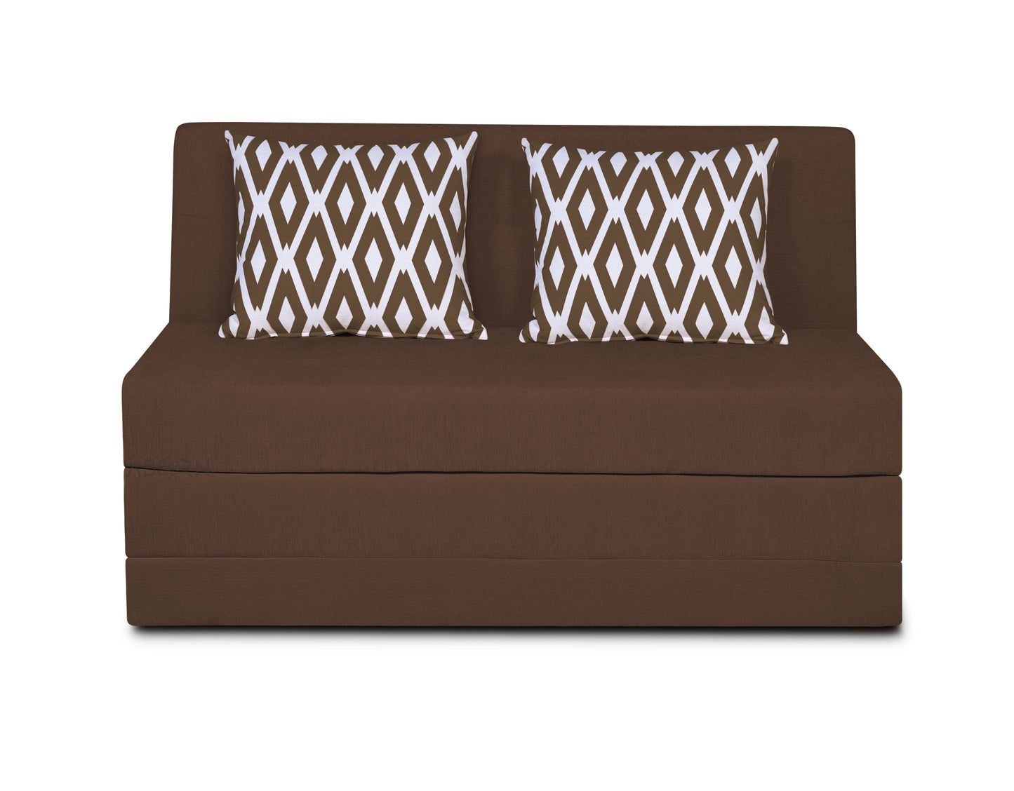Adorn India Easy Highback Two Seater Sofa Cum Bed Rhombus 4' x 6' (Brown) (1 Year Warranty)