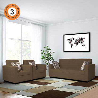 Adorn India Rio HighBack 3+1+1 5 Seater Sofa Set (Brown) (3 Year Warranty)
