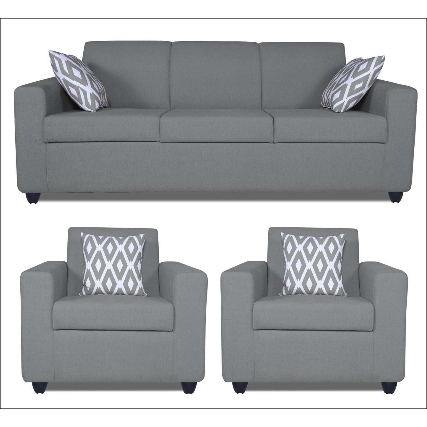 Adorn India Monteno 3-1-1 5 Seater Sofa Set (Grey) (3 Year Warranty)