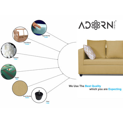 Adorn India Zink Straight Line 3-1-1 5 Seater Sofa Set (Beige)