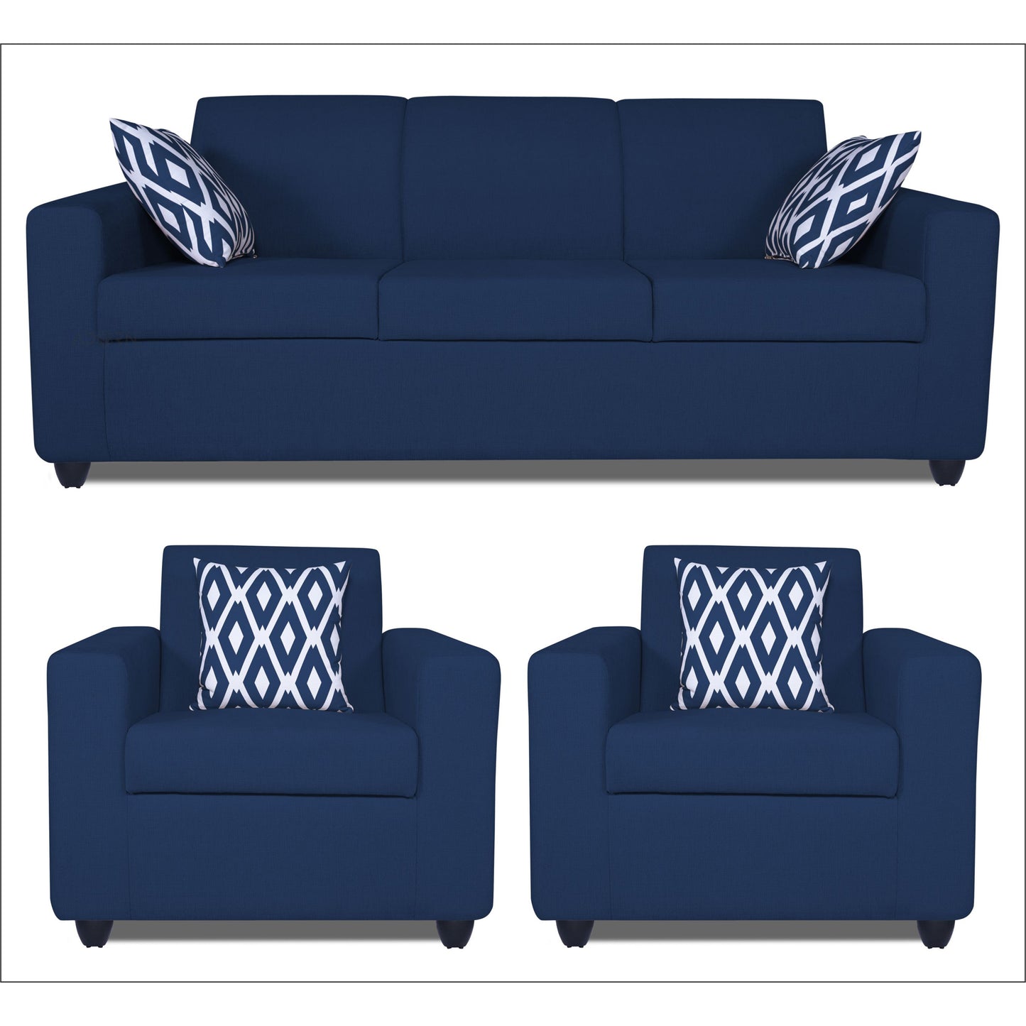 Adorn India Monteno 3-1-1 5 Seater Sofa Set (Blue) (3 Year Warranty)