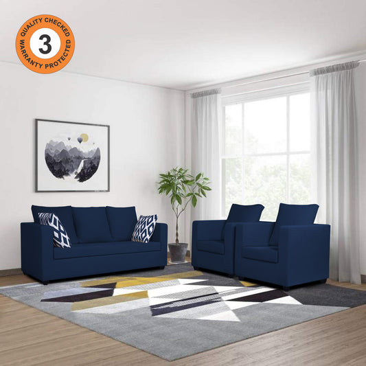 Adorn India Zink Straight Line 3-1-1 5 Seater Sofa Set (Blue)
