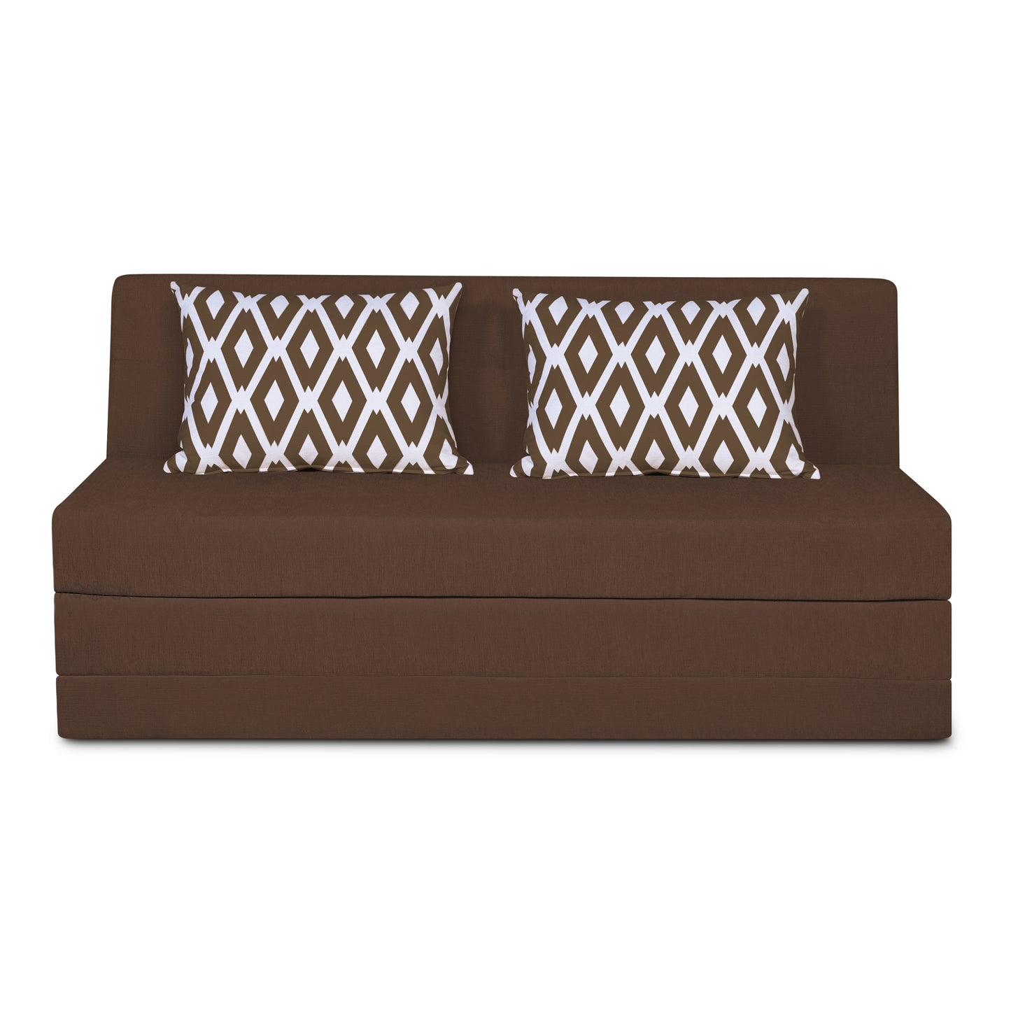 Adorn India Easy Highback Three Seater Sofa Cum Bed Rhombus 6' x 6' (Brown) (1 Year Warranty)