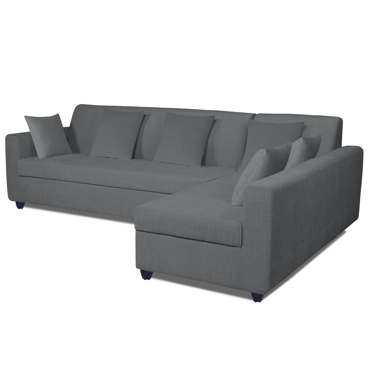 Adorn India Rio Decent L Shape Right Side Handle 6 Seater Corner Sofa Set (Grey) (3 Year Warranty)