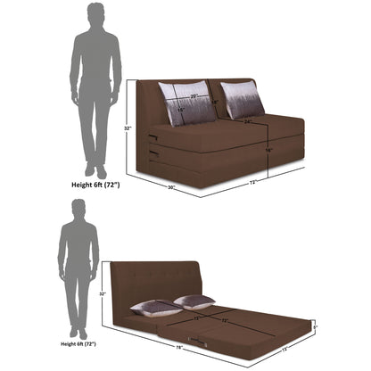 Adorn India Easy Highback Three Seater Sofa Cum Bed Wave 6' x 6' (Brown) (1 Year Warranty)