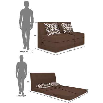 Adorn India Easy Highback Three Seater Sofa Cum Bed Rhombus 5' x 6' (Brown) (1 Year Warranty)