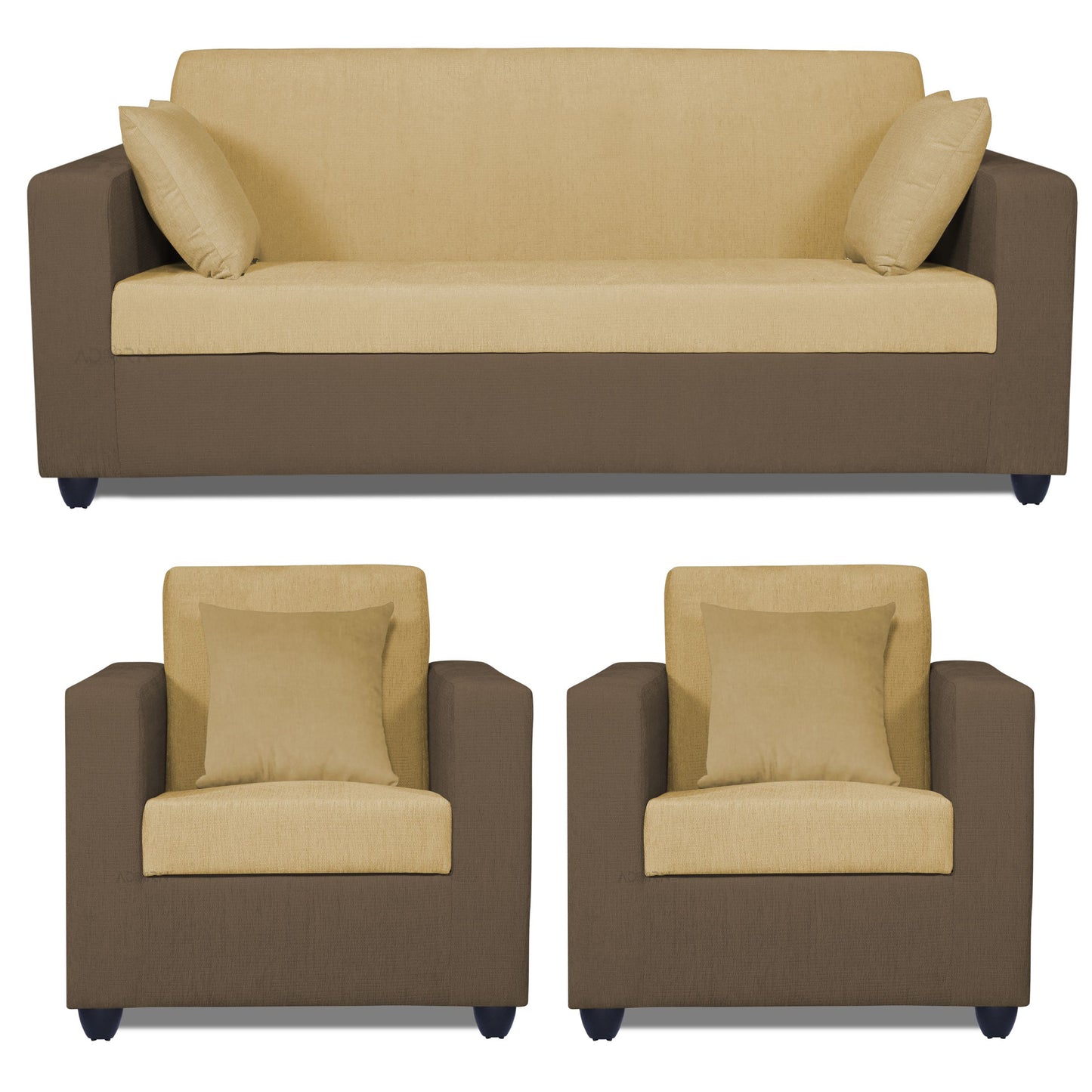 Adorn India Rio Decent Wooden 3-1-1 5 Seater Sofa Set (Brown & Beige)