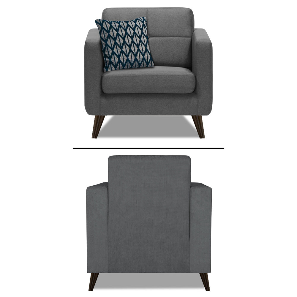 Adorn India Chilly 6 Seater 3+2+1 Fabric Sofa Set (Grey) (3 Year Warranty)