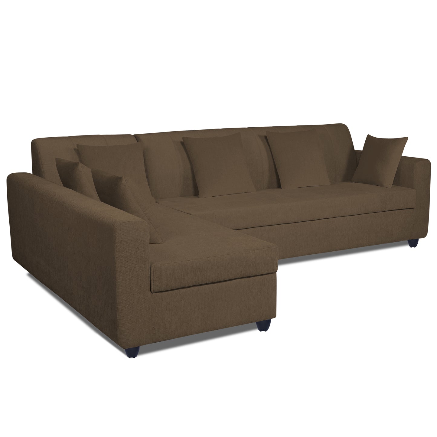 Adorn India Rio Decent L Shape 6 Seater Corner Sofa Set Left Side Handle (Brown) (3 Year Warranty)