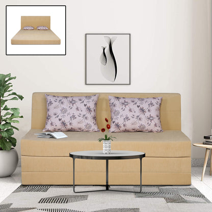 Adorn India Easy Highback Three Seater Sofa Cum Bed Floral 5' x 6' (Beige) (1 Year Warranty)