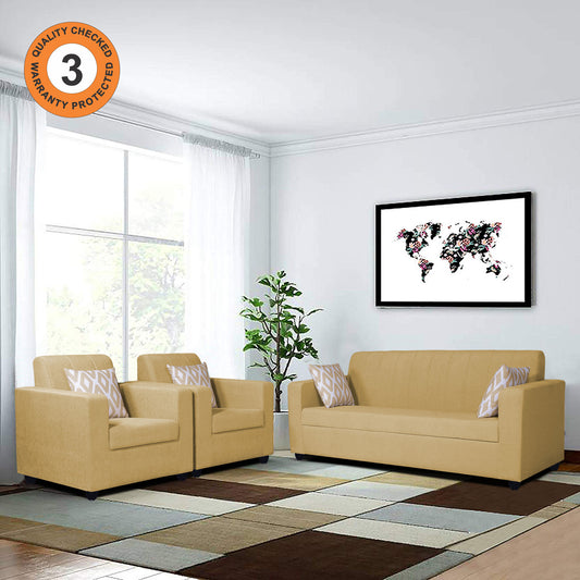 Adorn India Rio Highback 3+1+1 5 Seater Sofa Set (Beige) (3 Year Warranty)