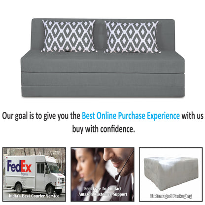 Adorn India Easy Highback Three Seater Sofa Cum Bed Rhombus 6'x 6' Grey (3 Year Warranty)