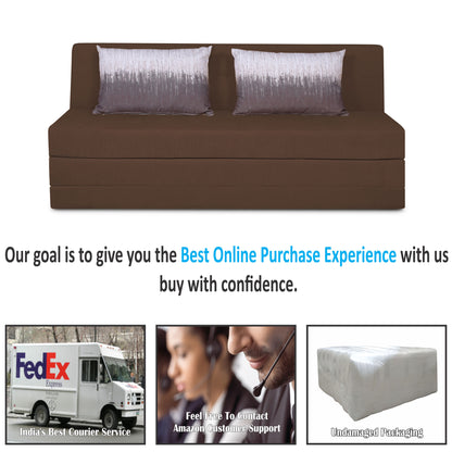 Adorn India Easy Highback Three Seater Sofa Cum Bed Wave 6' x 6' (Brown) (1 Year Warranty)