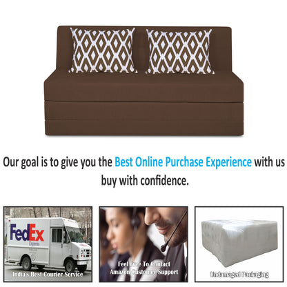 Adorn India Easy Highback Three Seater Sofa Cum Bed Rhombus 5' x 6' (Brown) (1 Year Warranty)