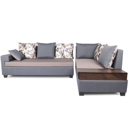 Adorn India Orlando Fabric L Shape Sofa (Dark Grey & Light Gery)