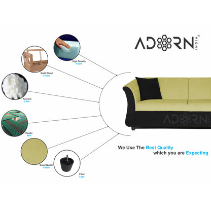 Adorn India Acura 3 Seater Sofa(Green & Black)