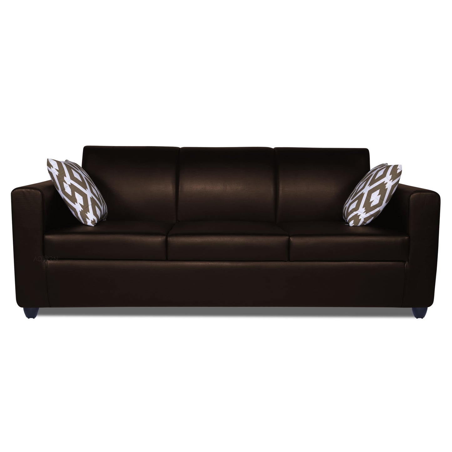 Adorn India Monteno Leatherette 3 Seater Sofa (Brown) (3 Year Warranty)