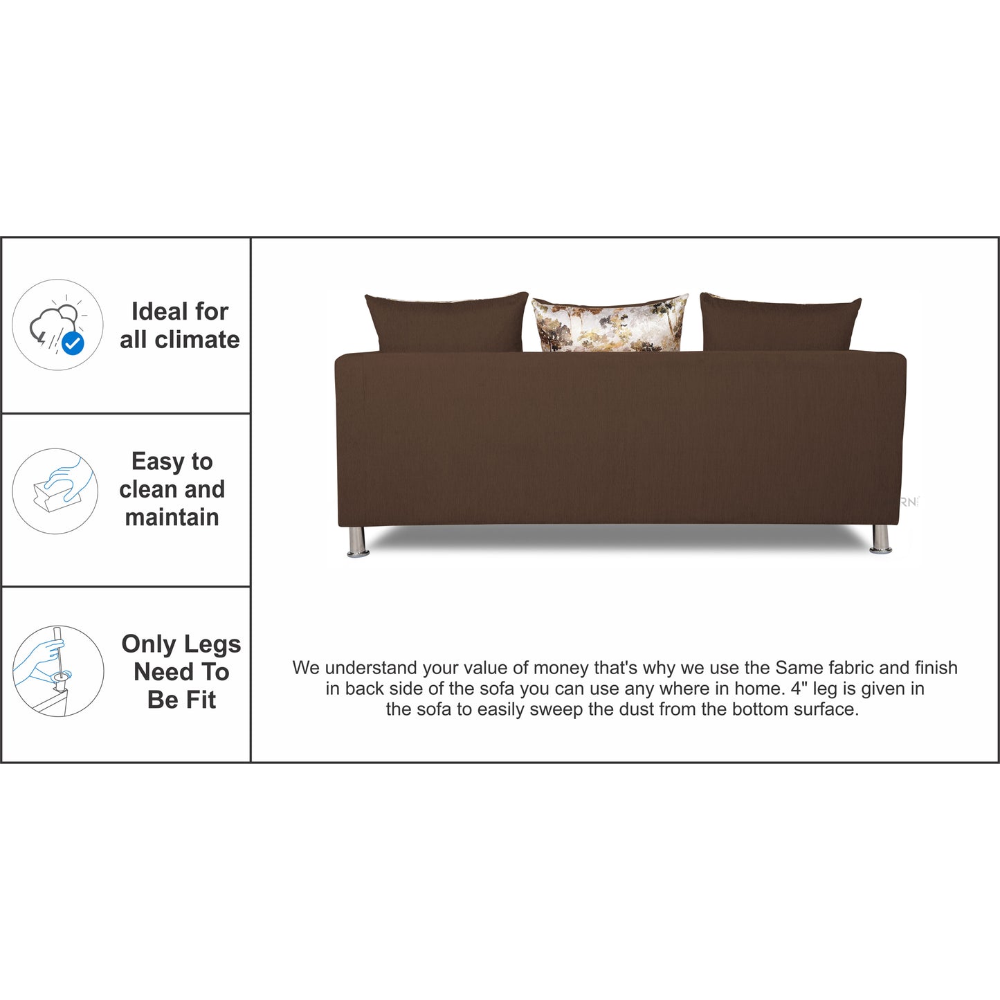 Adorn India Alita 3-1-1 Compact 5 Seater Sofa Set (Brown), Wood, Foam