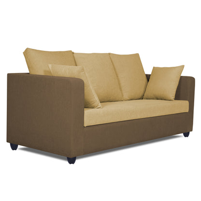 Adorn India Zink Straight Line 3 Seater Sofa (Brown & Beige)
