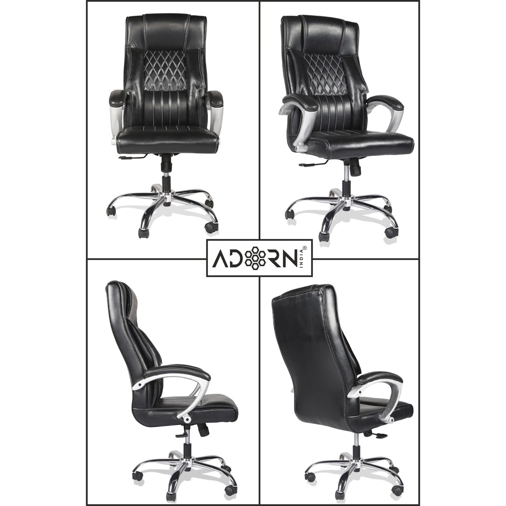 Adorn India Oxford,High-Back Leatherette Executive Office Ergonomic Chair (Black)