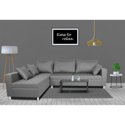 Adorn India Straight Line 6 seater L Shape Sofa set (Left Side Handle)(Light Grey)