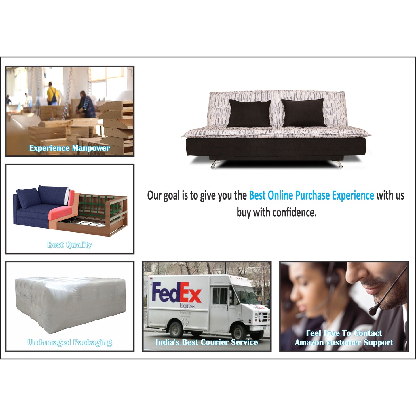Adorn India Lancia 3 Seater Sofa Cum Bed Digitel Print (Grey & Black)
