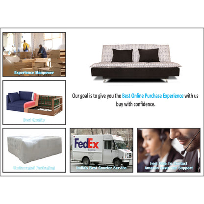 Adorn India Lancia 3 Seater Sofa Cum Bed Digitel Print (Grey & Black)