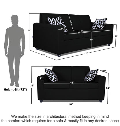 Adorn India Monteno Five Seater 3+2 Sofa Set (Black) (3 Year Warranty)