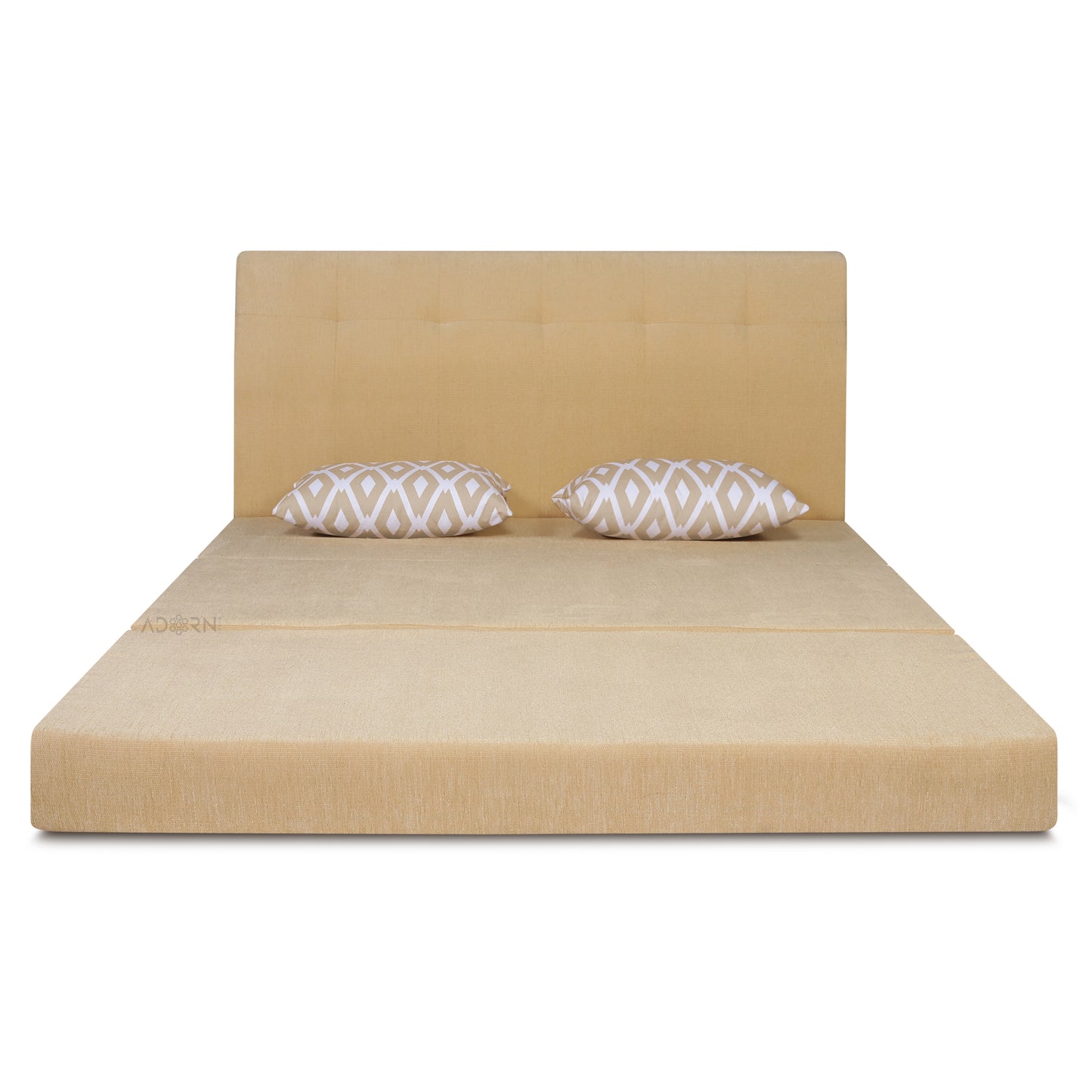 Adorn India Easy Highback Two Seater Sofa Cum Bed Rhombus 4' x 6' (Beige) (1 Year Warranty)