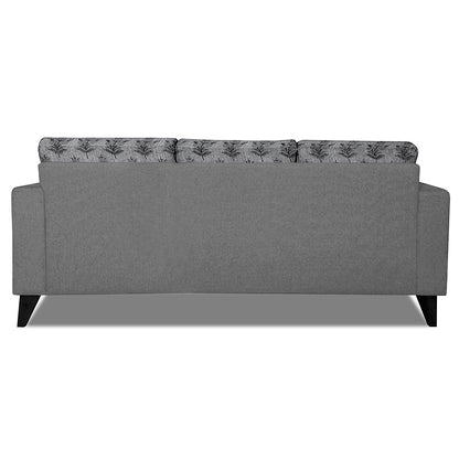 Adorn India Parker Leaf L Shape 4 Seater Sofa Set (Right Hand Side) (Grey) Martin Plus (3 Year Warranty)