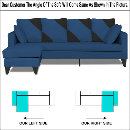 Adorn India Denver L Shape 5 Seater Sofa Set LHS (Blue) (3 Year Warranty)