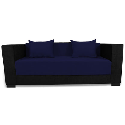 Adorn India Almond 3 Seater Sofa Cumbed (Dark Blue & Black)