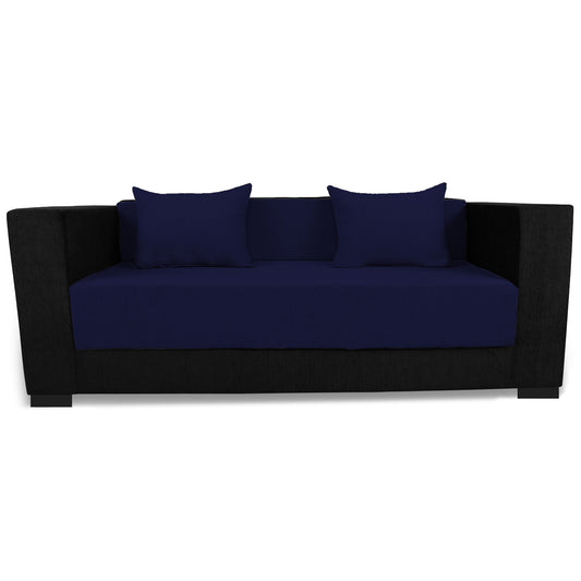 Adorn India Almond 3 Seater Sofa Cumbed (Dark Blue & Black)