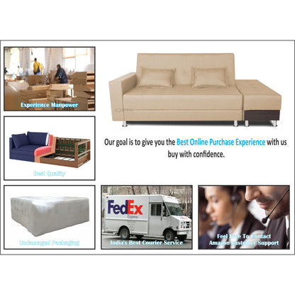 Adorn India Flora Sofa Cum Bed(Beige)