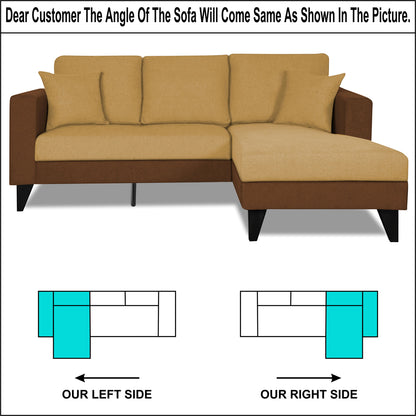 Adorn India Martin L Shape 4 Seater Sofa Set Two Tone (Right Hand Side) (Brown & Beige) (3 Year Warranty)