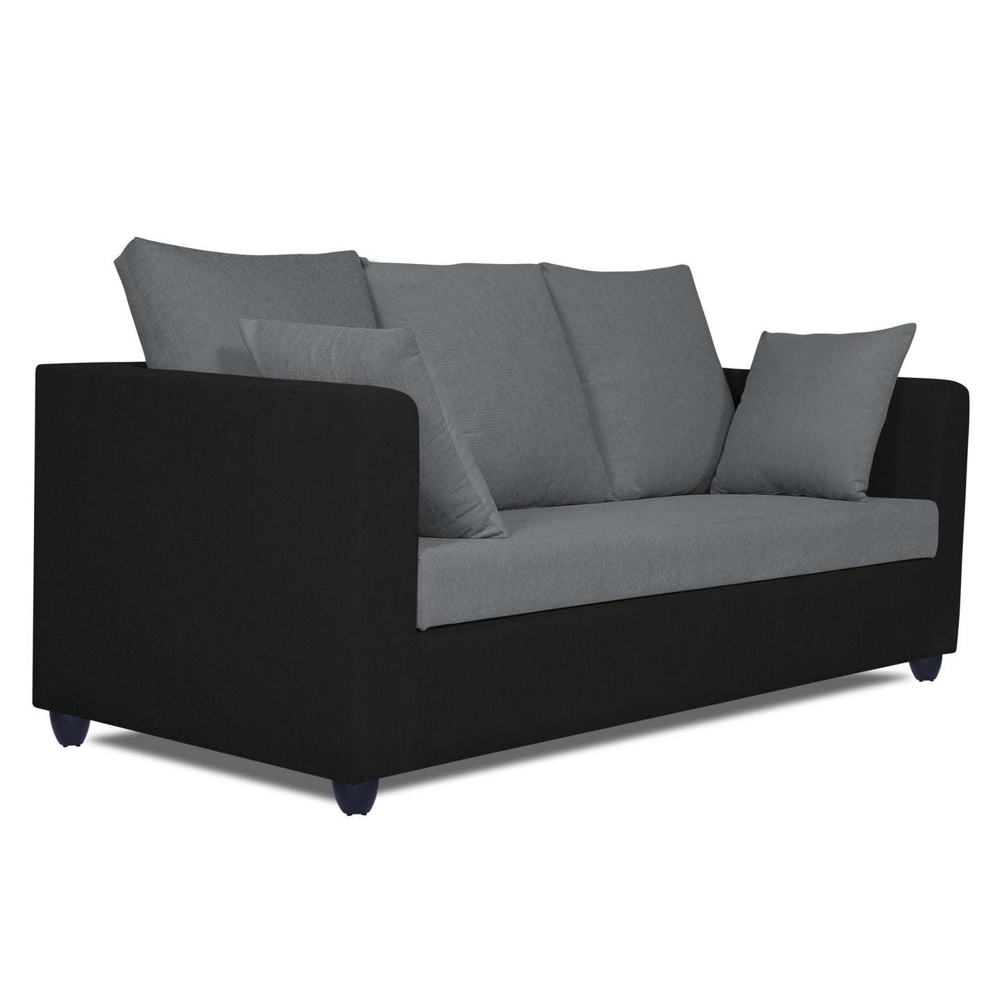 Adorn India Zink Straight Line 3 Seater Sofa (Black & Grey)