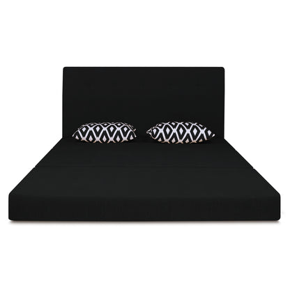 Adorn India Easy Highback Three Seater Sofa Cum Bed Rhombus 6' x 6' (Black) (1 Year Warranty)