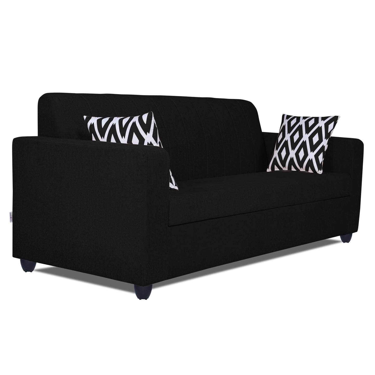 Adorn India Rio Highback 3+1+1 5 Seater Sofa Set (Black) (3 Year Warranty)